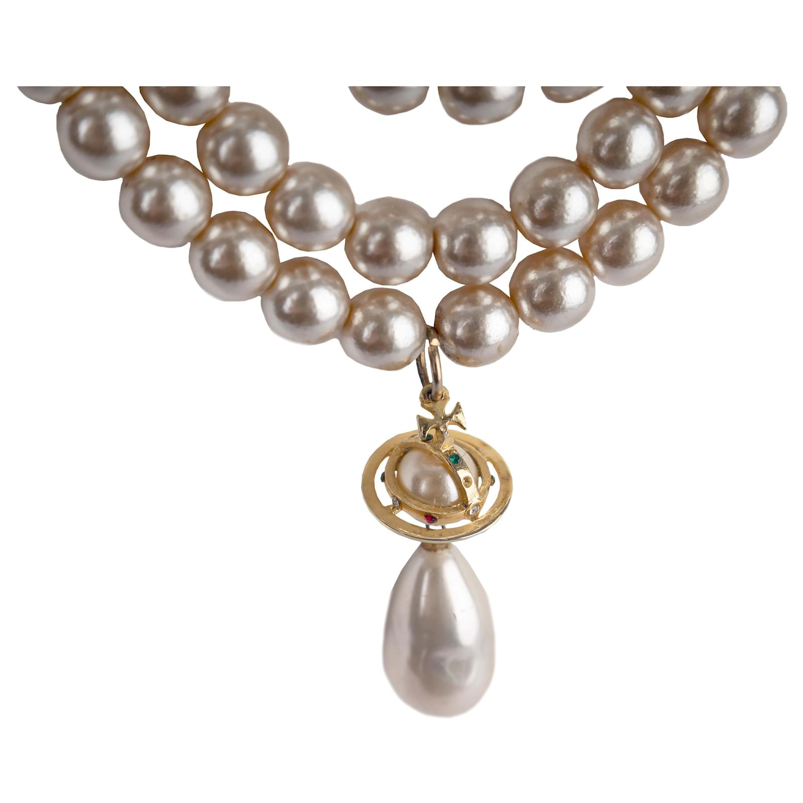 [Vivienne Westwood]★Three Row Pearl Drop Choker VIVIENNE WESTWOOD THREE ROW PEARL DROP CHOKER SILVER PEARL
