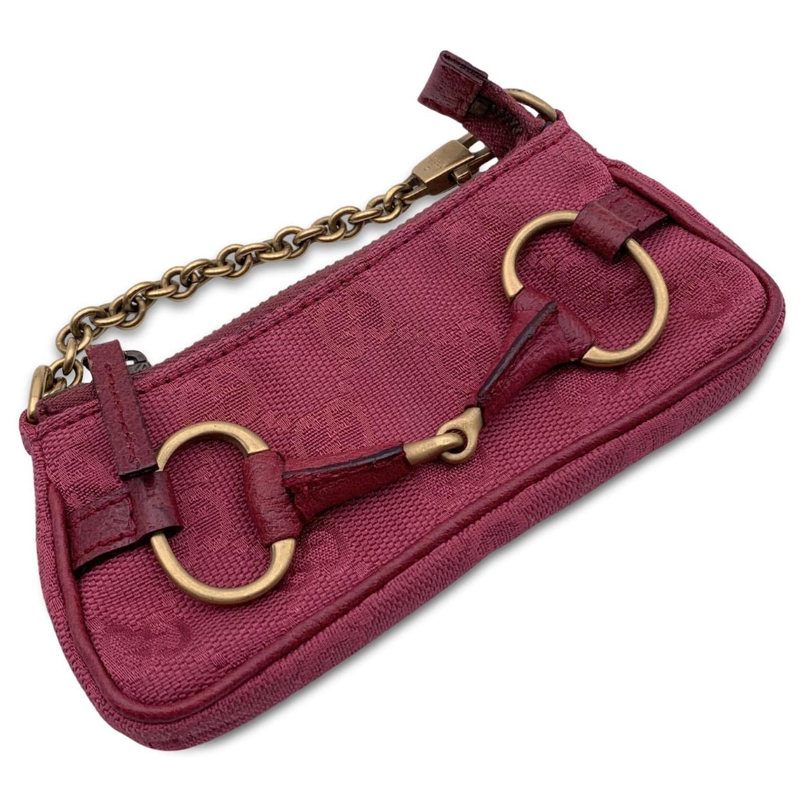 Gucci Pink Canvas Monogram Horsebit Tom Ford Era Coin Purse
