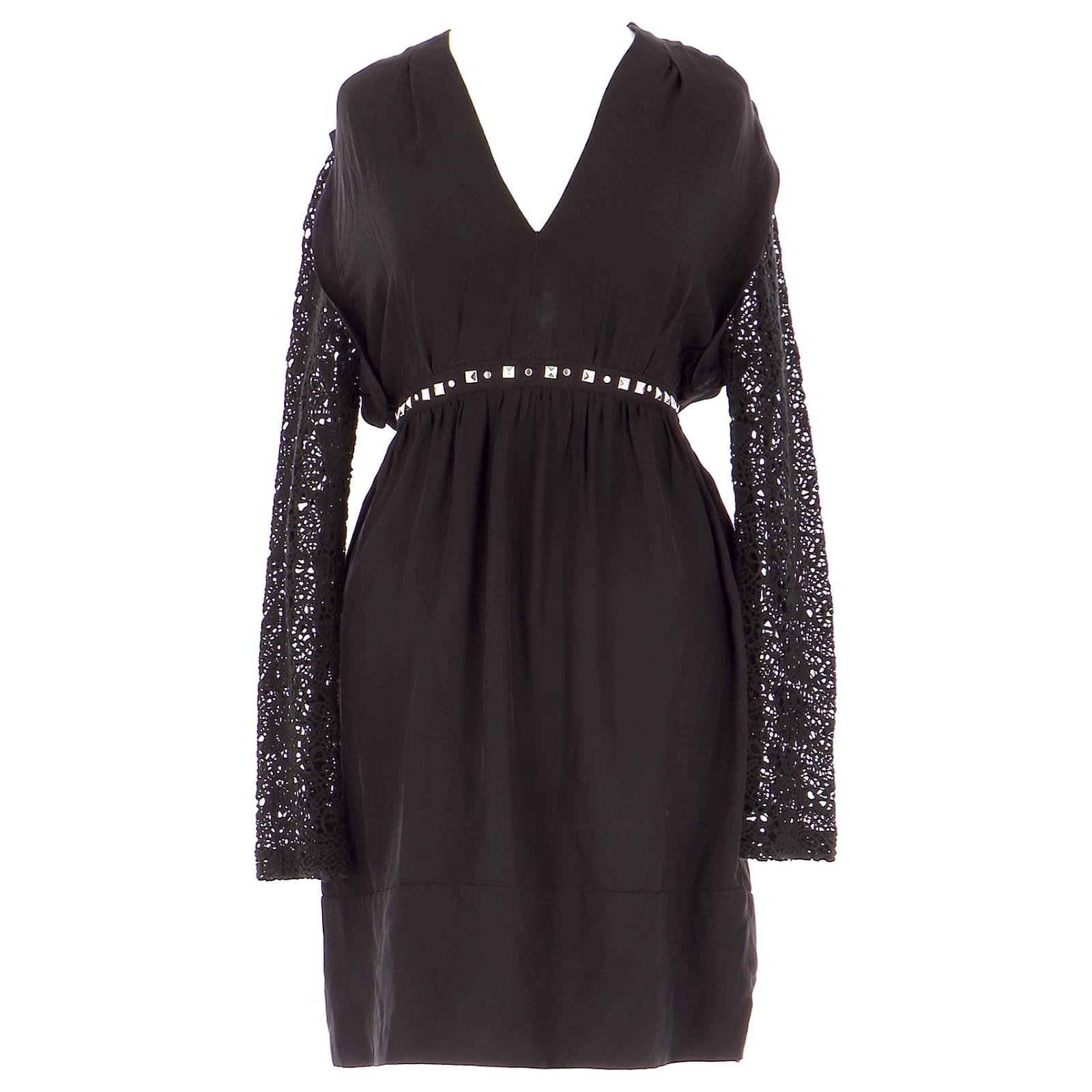 Sandro Robe Soie Noir ref.782972 Joli Closet