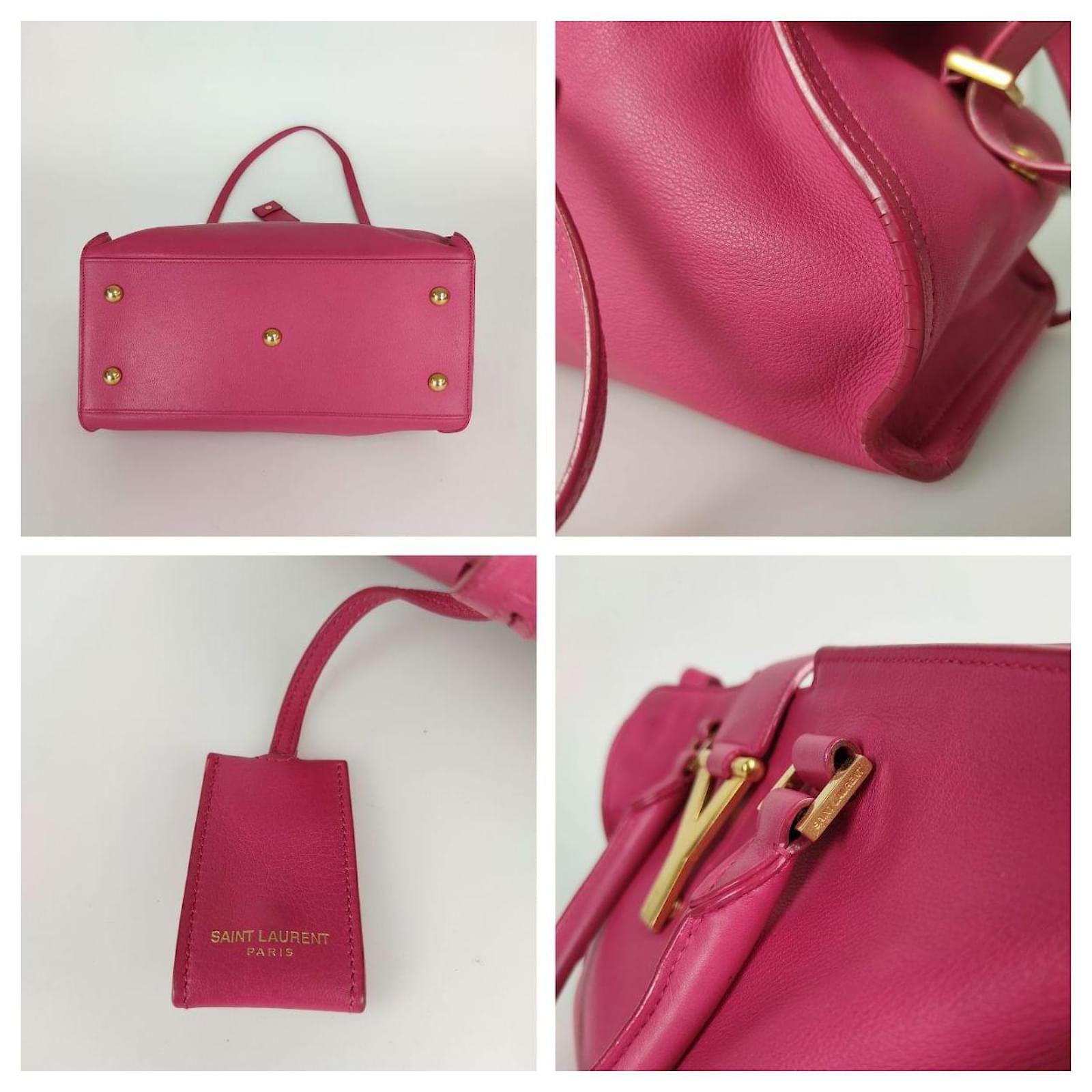 SAINT LAURENT Medium Cabas Y Leather Tote Pink Fuchsia