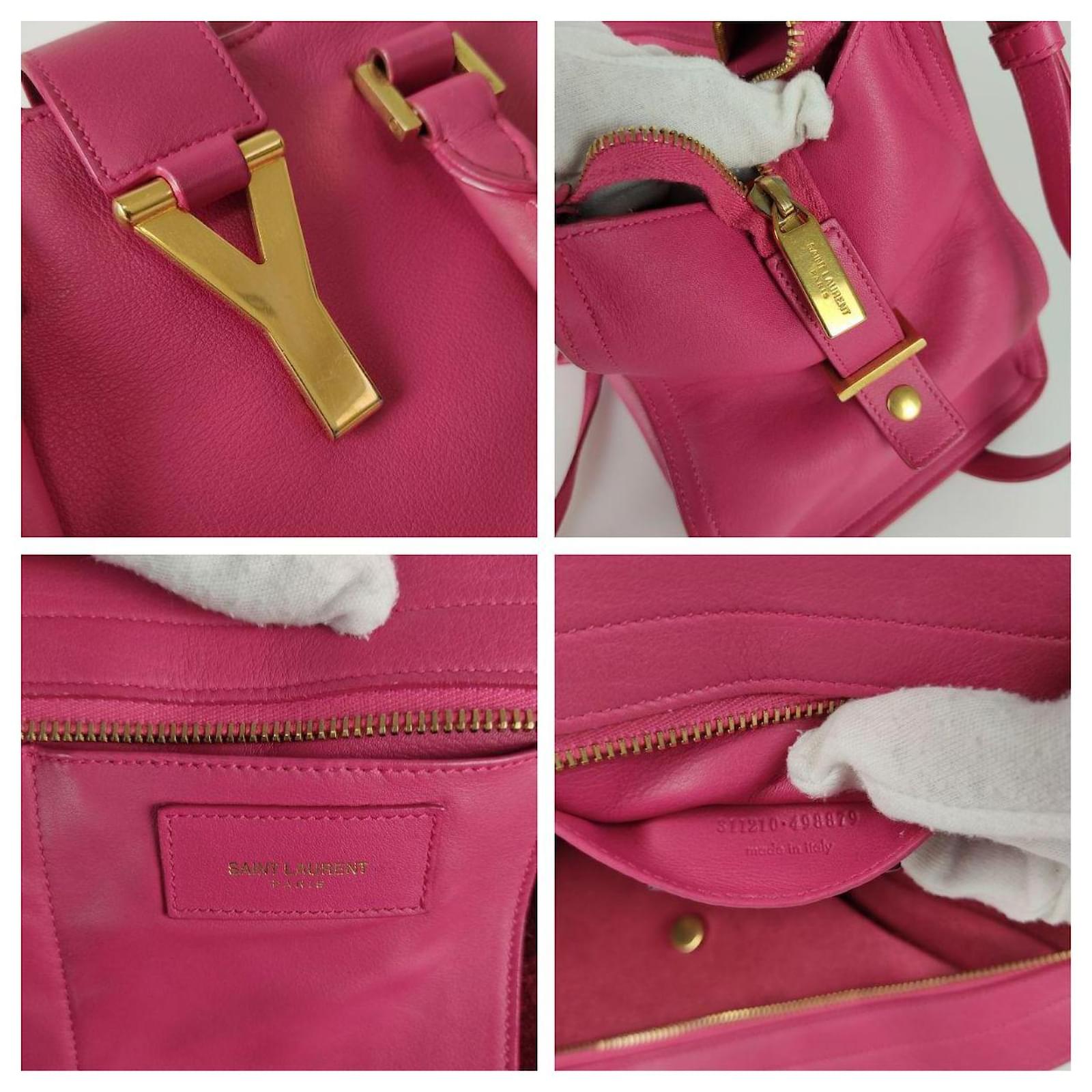 SAINT LAURENT Medium Cabas Y Leather Tote Pink Fuchsia