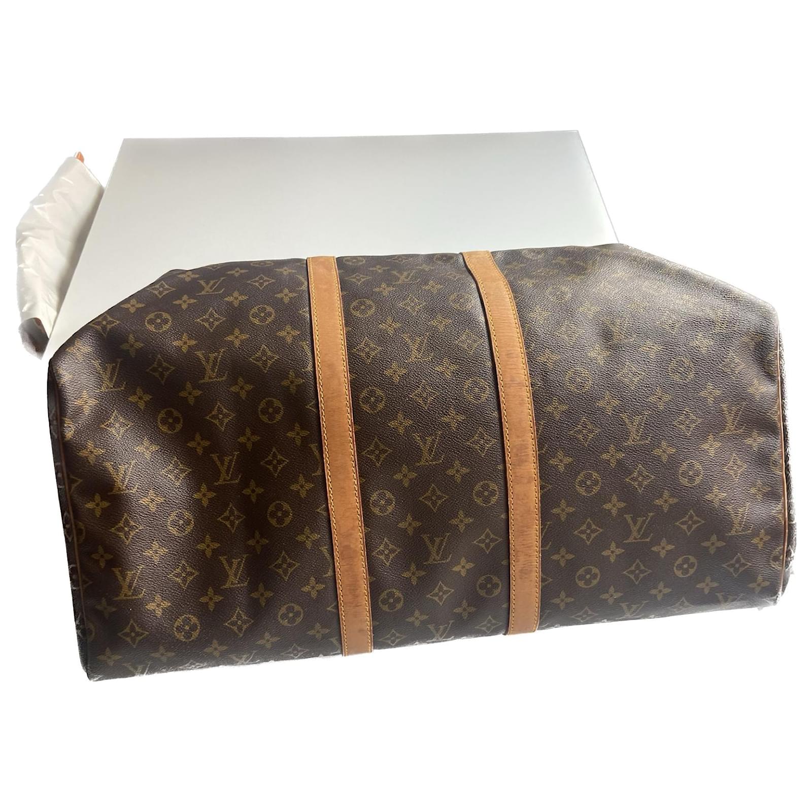 Louis Vuitton keepall 55 Dark brown Cloth ref.783588 - Joli Closet