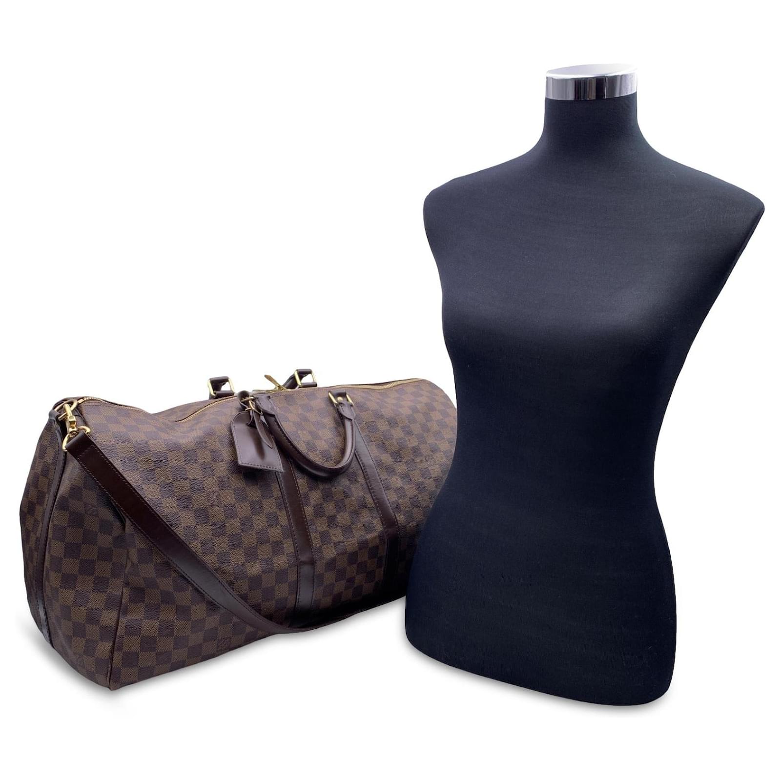 Louis Vuitton Damier Ebene Keepall Bandouliere 55 Travel Duffle Bag Brown  Cloth ref.783616 - Joli Closet