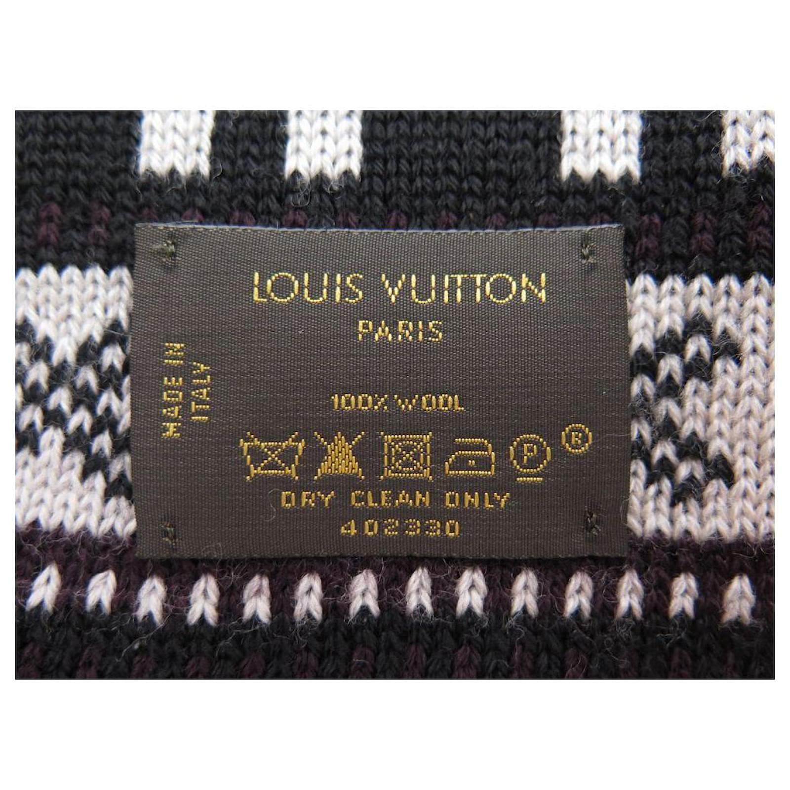 NEW LOUIS VUITTON DAMIER SCARF IN BLACK WOOL 168 x 28 CM NEW WOOL