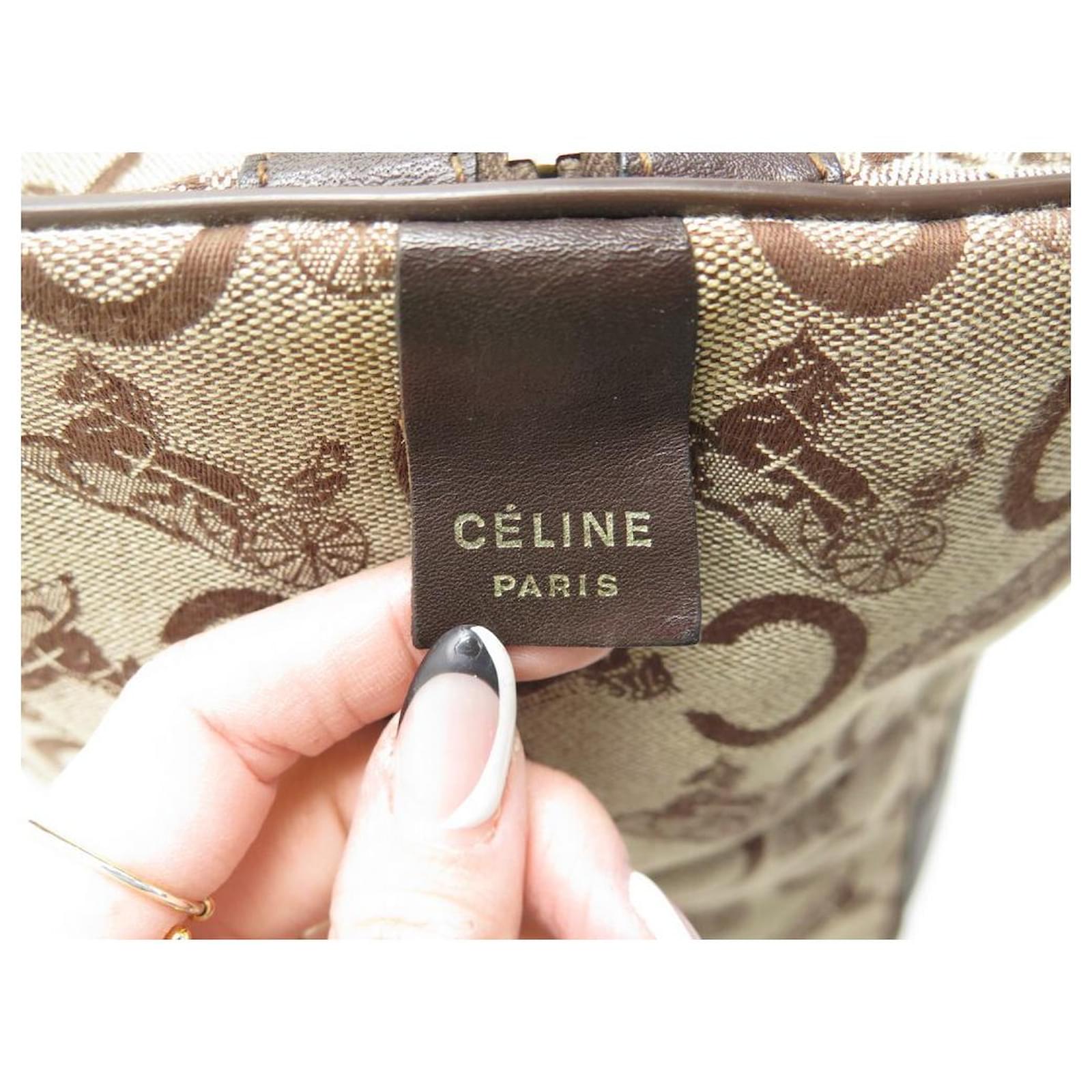 Céline VINTAGE CELINE BOWLING HANDBAG IN CANVAS & BROWN LEATHER CANVAS BAG  PURSE ref.784722 - Joli Closet