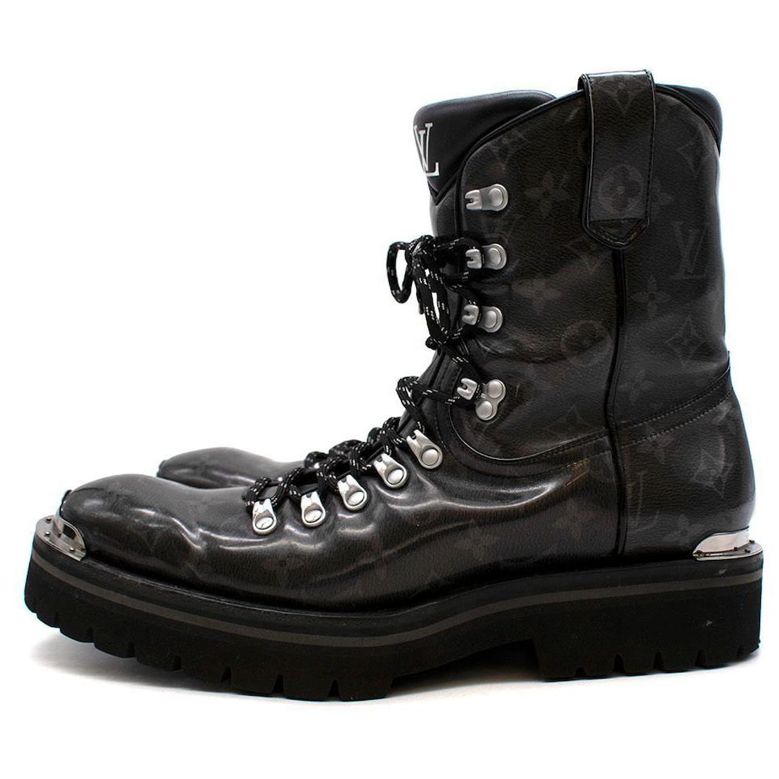 LV Monogram Leather Lace-Up Boots