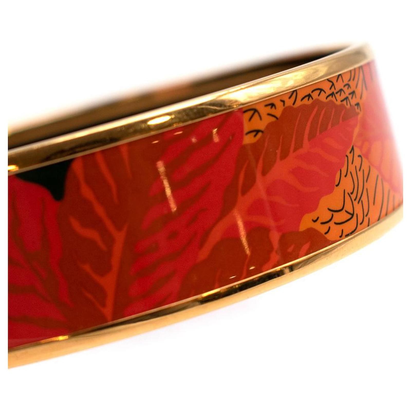 Bracelet Rigide Vintage Métal Argenté émail Bleu Et Orange Jonc Bohème