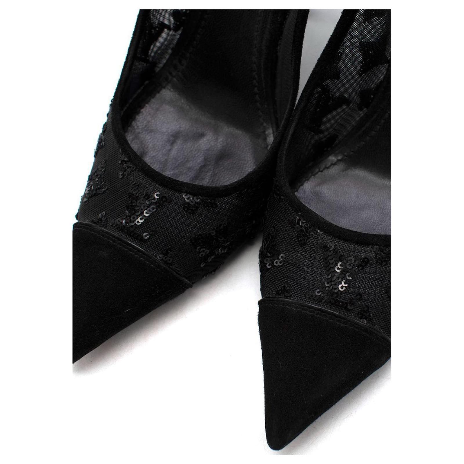Louis Vuitton Black Logo Mesh Heels
