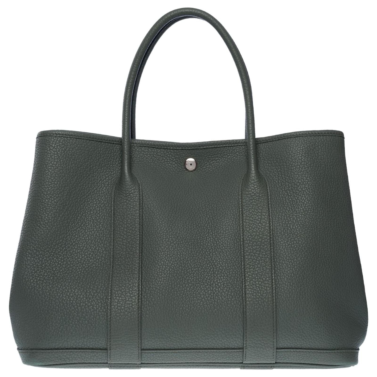 Hermes Garden Party 36 Tote Bag In Green Almond Negonda Leather, Shw