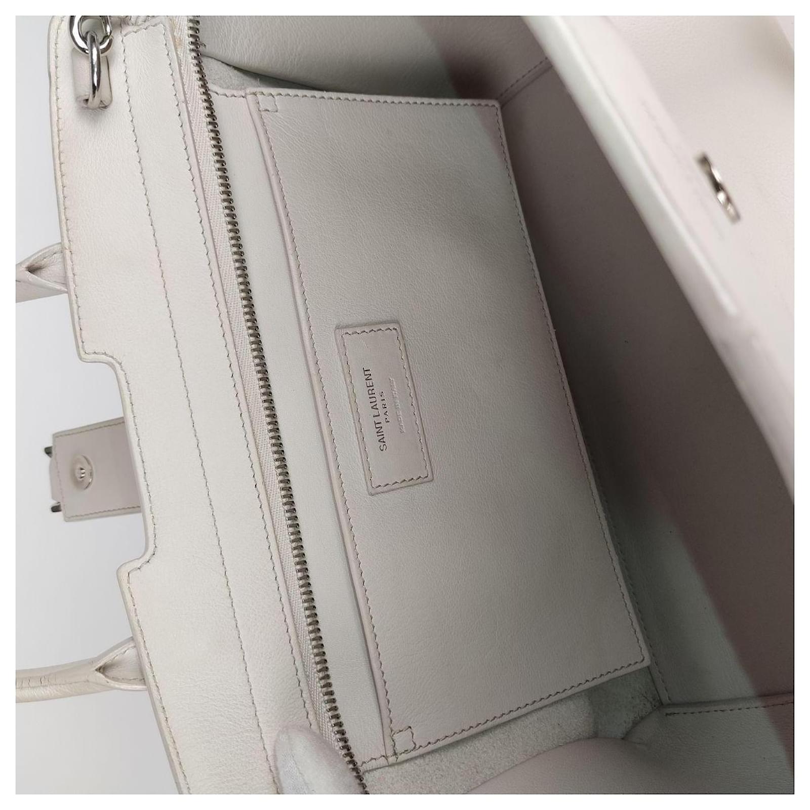 Yves Saint Laurent Downtown 2 WAY bag White Leather ref