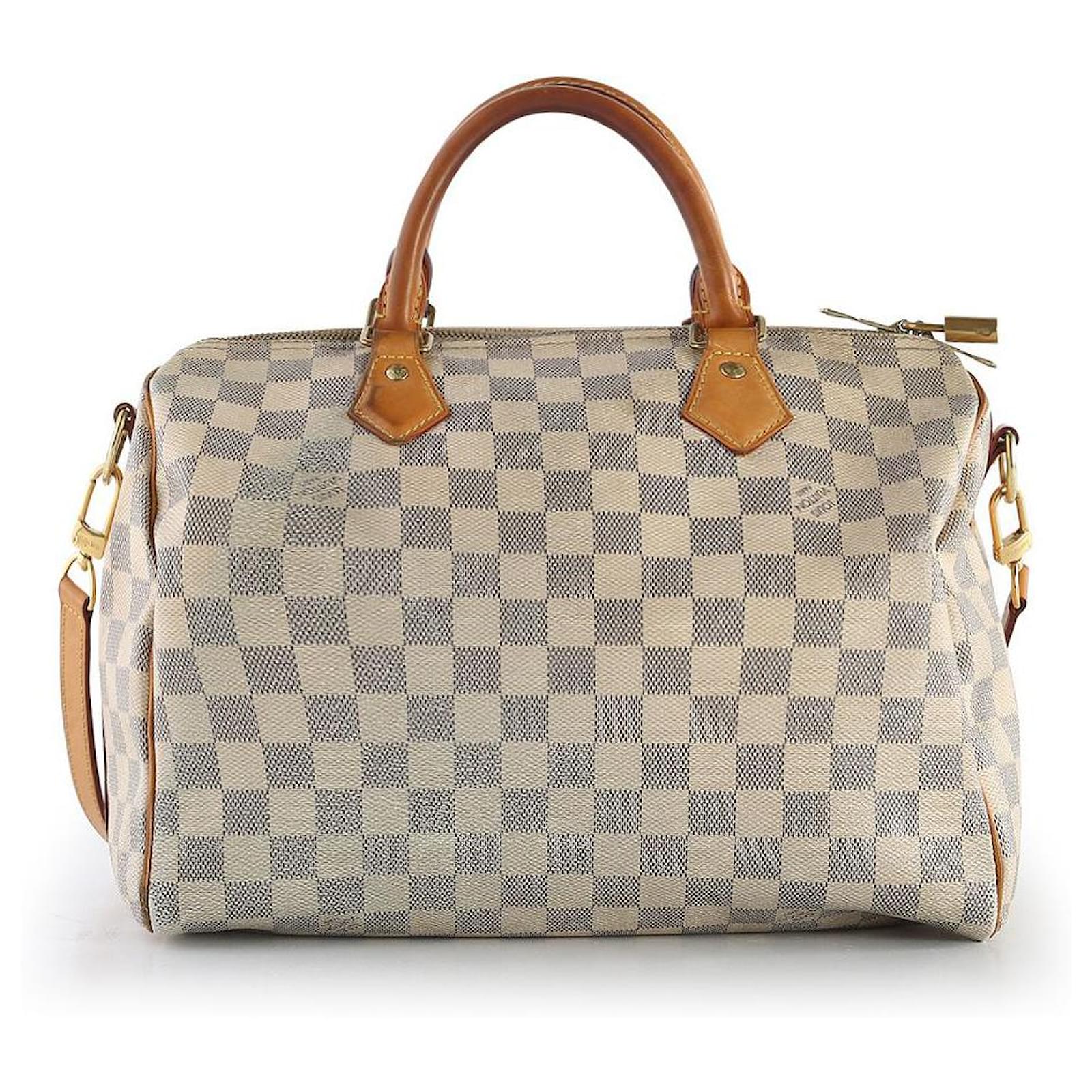 Louis Vuitton White Damier Azur Coated Canvas Speedy 30 Bandeau Handle Bag  Cloth ref.786705 - Joli Closet