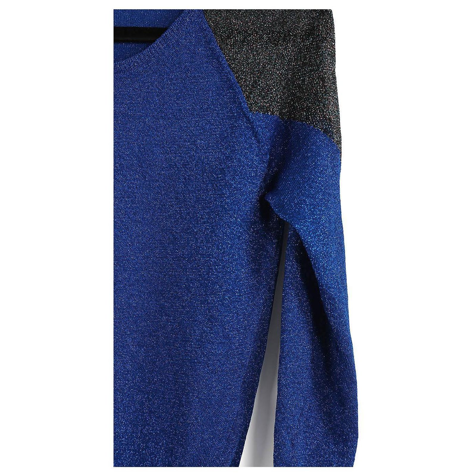 Maje Blue Glitter Polyester Epaule Multicolore Top Manches Longues Bleu ...