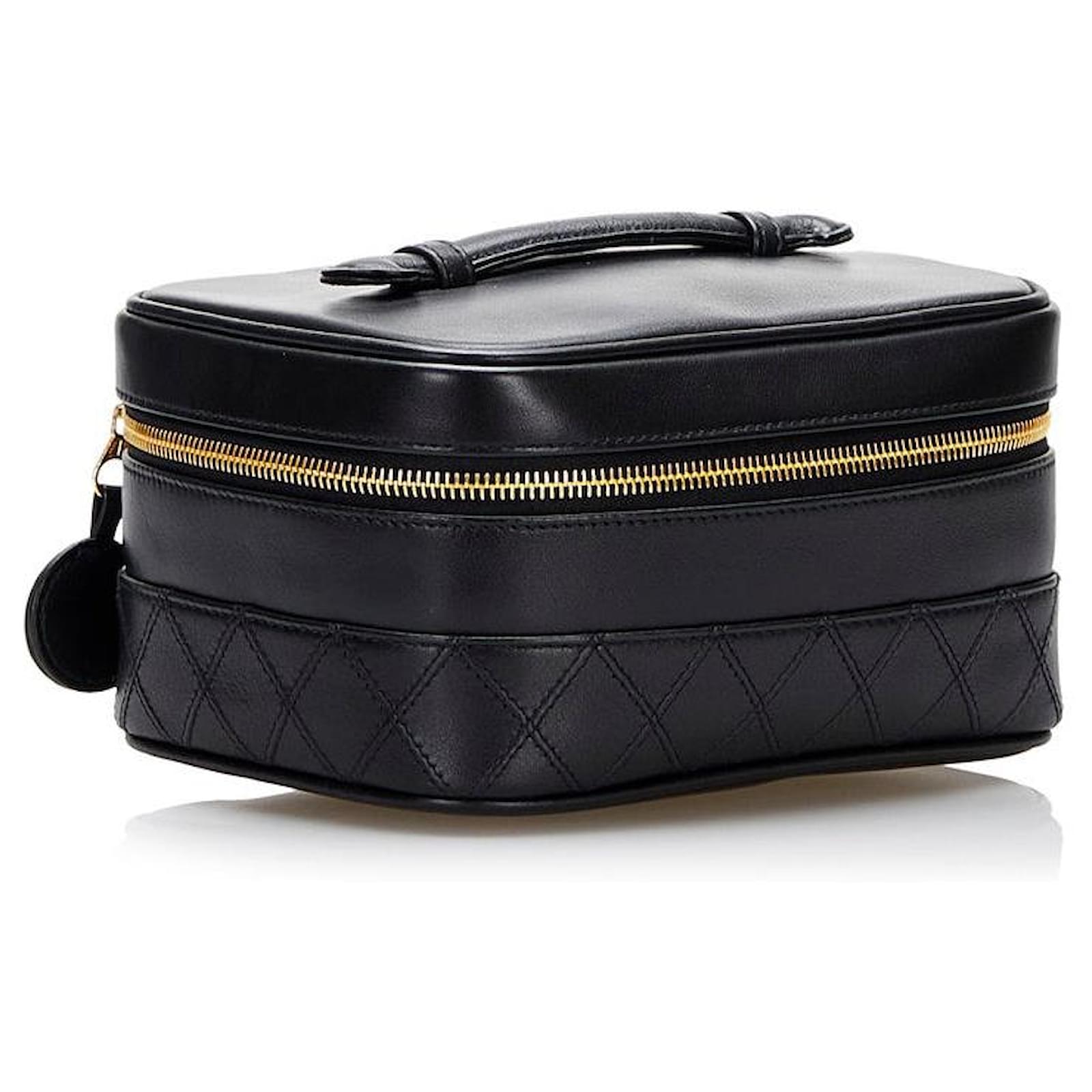 Mini Sac En Chaîne Matelassé En Peau D'agneau Noir, Sac À Bandoulière
