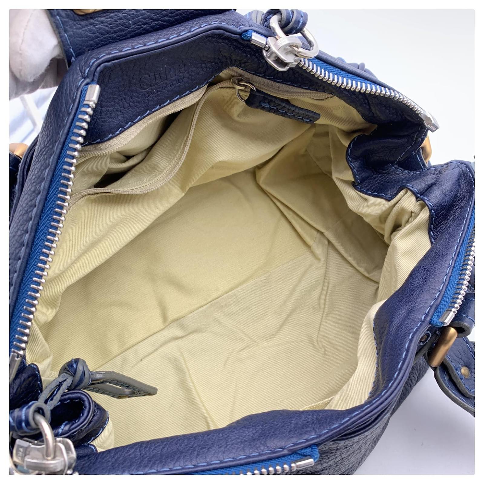 Chloé Blue Leather Paddington Bag Tote Satchel Handbag