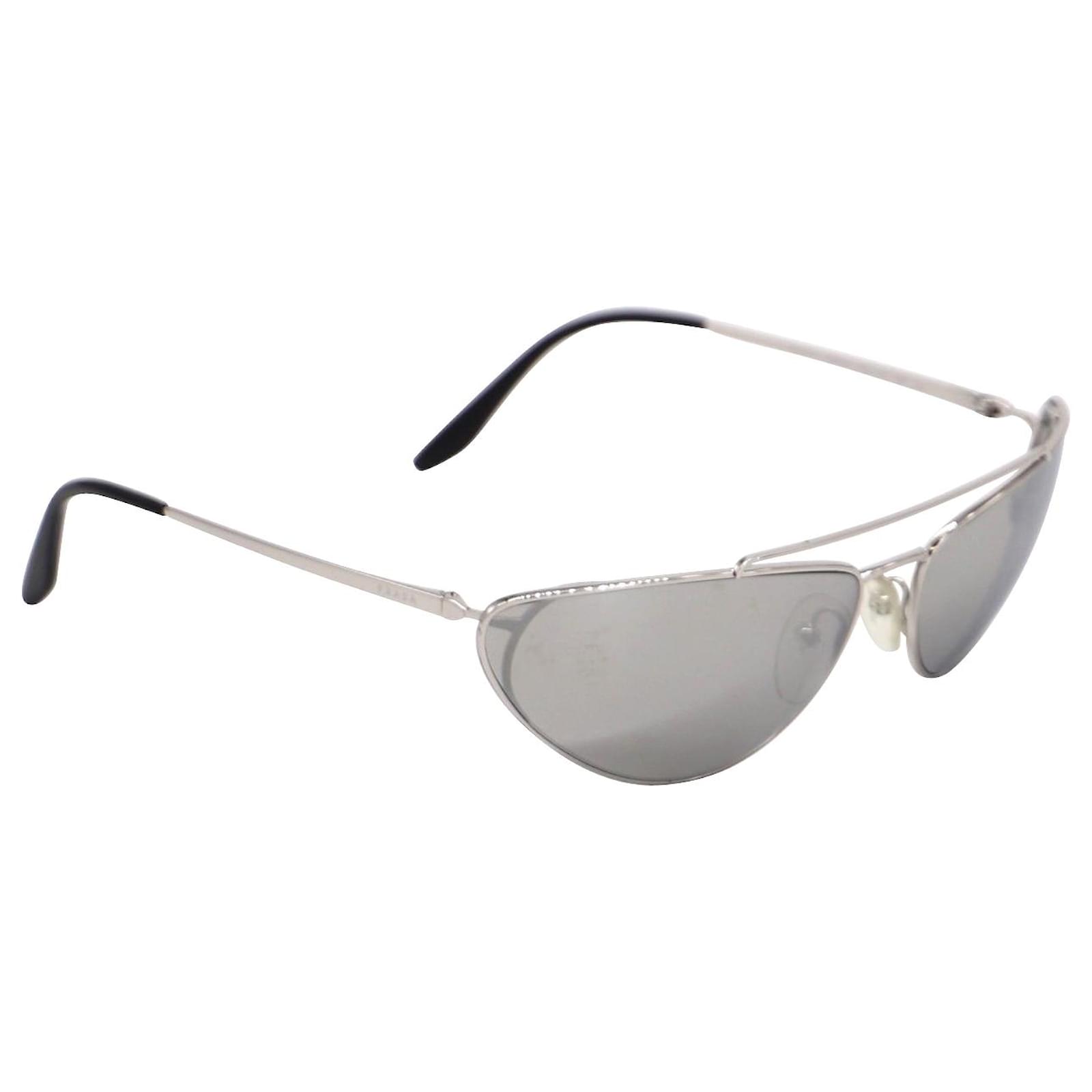 Prada SPR62V Low Profile Sunglasses in Silver Metal Silvery ref.788357