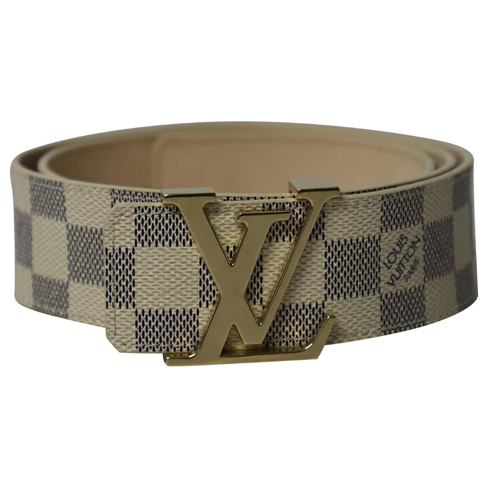 Louis Vuitton Belt Initiales Damier Azur Blue/White in Canvas with Brass -  US