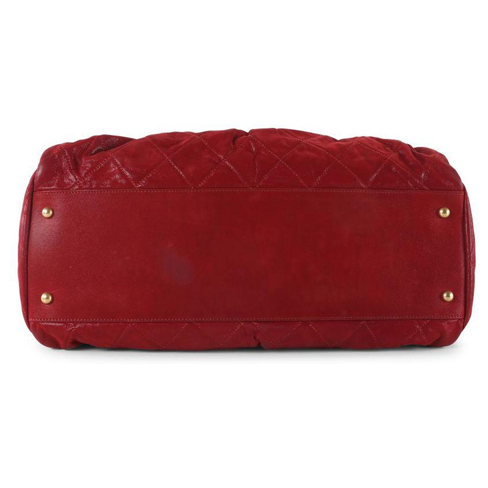 Chanel Red Quilted Iridescent Leather Bowler Bag ref.789992 - Joli Closet