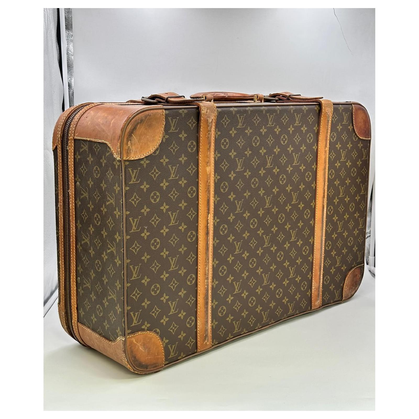 Louis Vuitton Stratos suitcase 70 Rare Brown Leather Cloth ref.790264 -  Joli Closet
