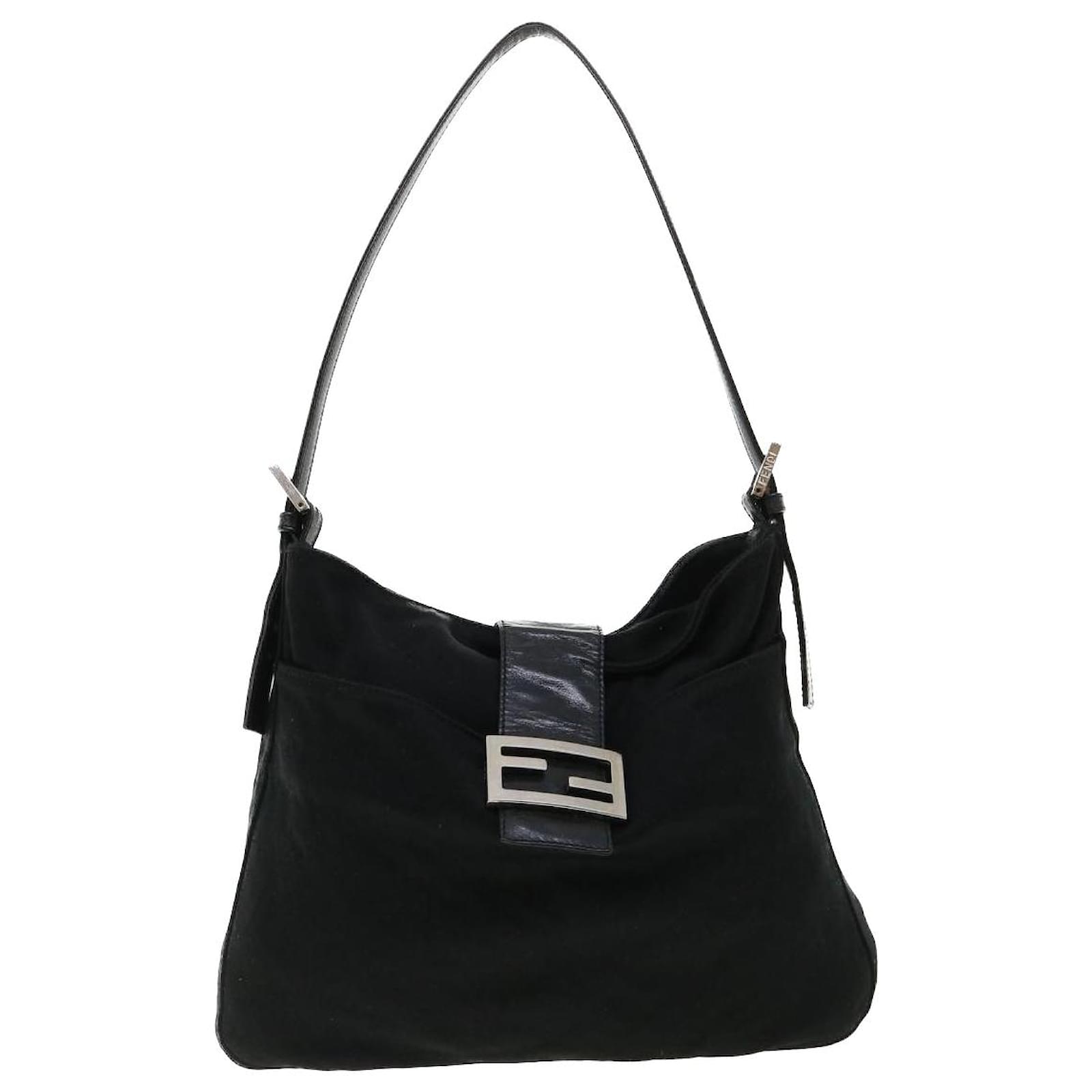 FENDI Nylon Mamma Baguette Shoulder Bag Black – LuxuryPromise