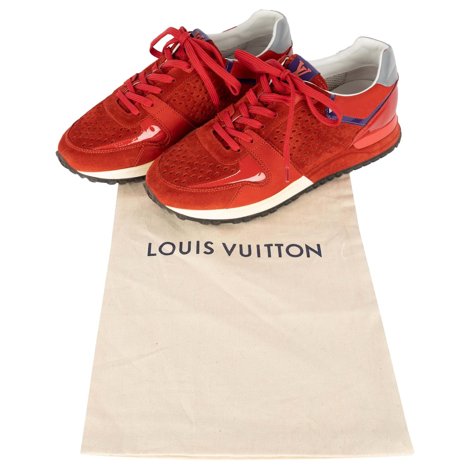 Louis Vuitton Red Suede Leather And Fabric Run Away Sneakers Size 36.5 at  1stDibs  red and white louis vuitton shoes, louis vuitton red sneakers, red  louis vuitton shoes