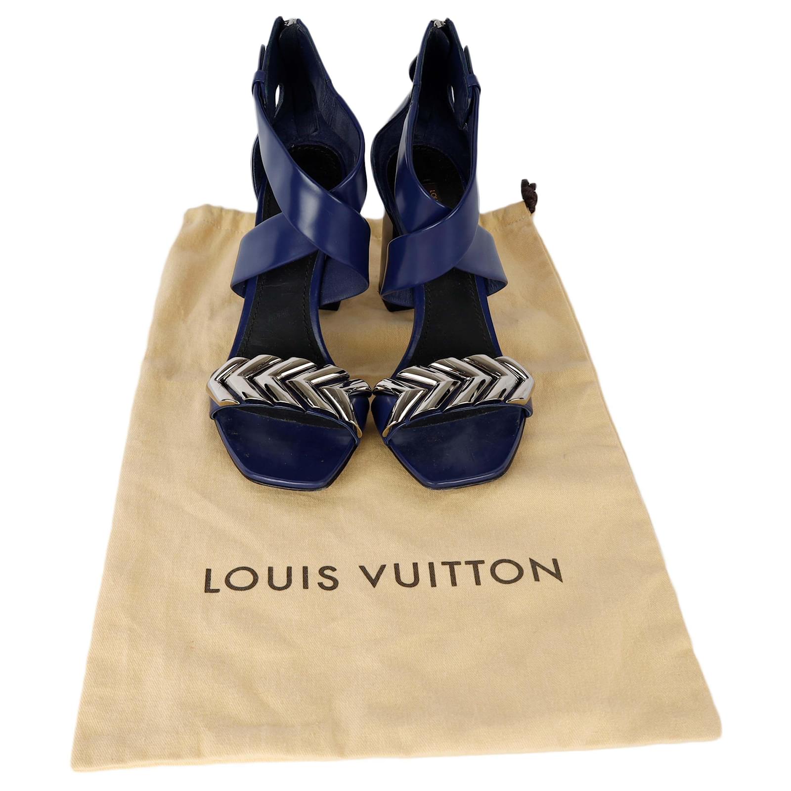 Louis Vuitton Calfskin Westbound Block-heel Sandals Blue Leather ref.790794  - Joli Closet