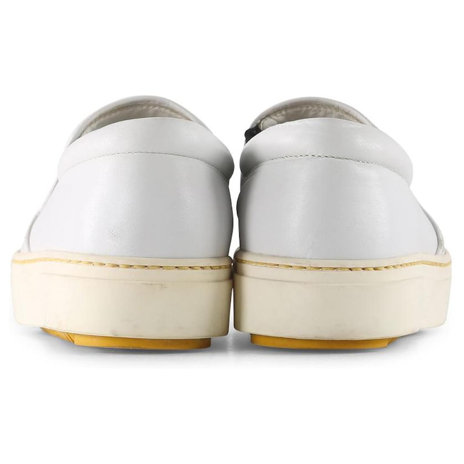 Fendi white leather slip on online