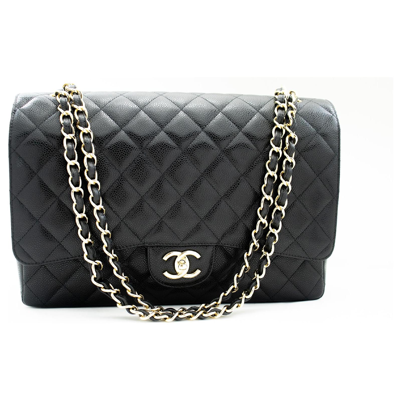Chanel Black Quilted Caviar New Classic Flap Jumbo Q6BAQP0FK4079