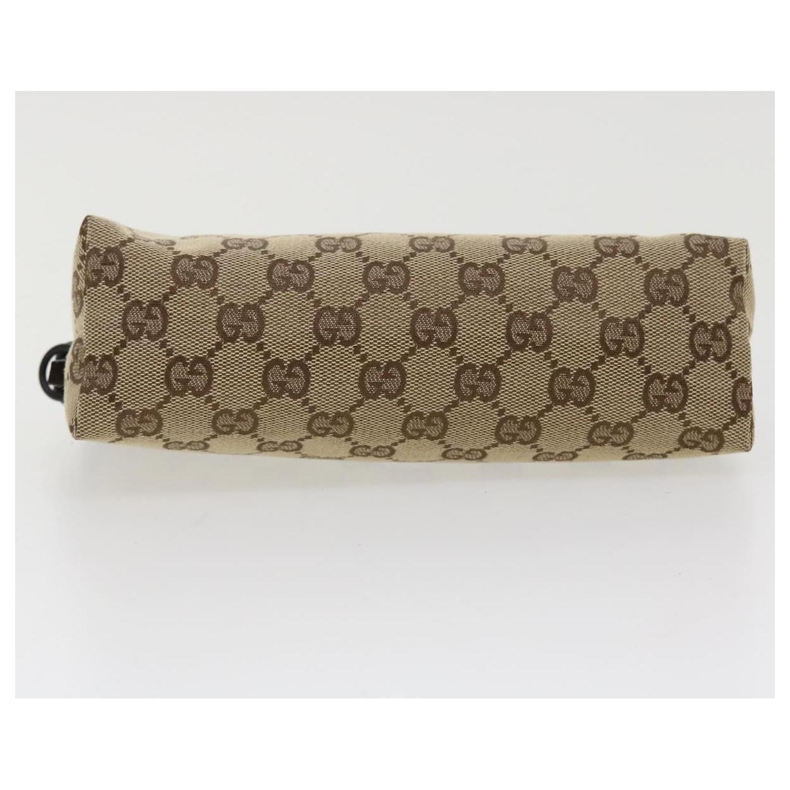 GUCCI-GG-Canvas-Leather-Hand-Bag-Pouch-Beige-Brown-103399 – dct