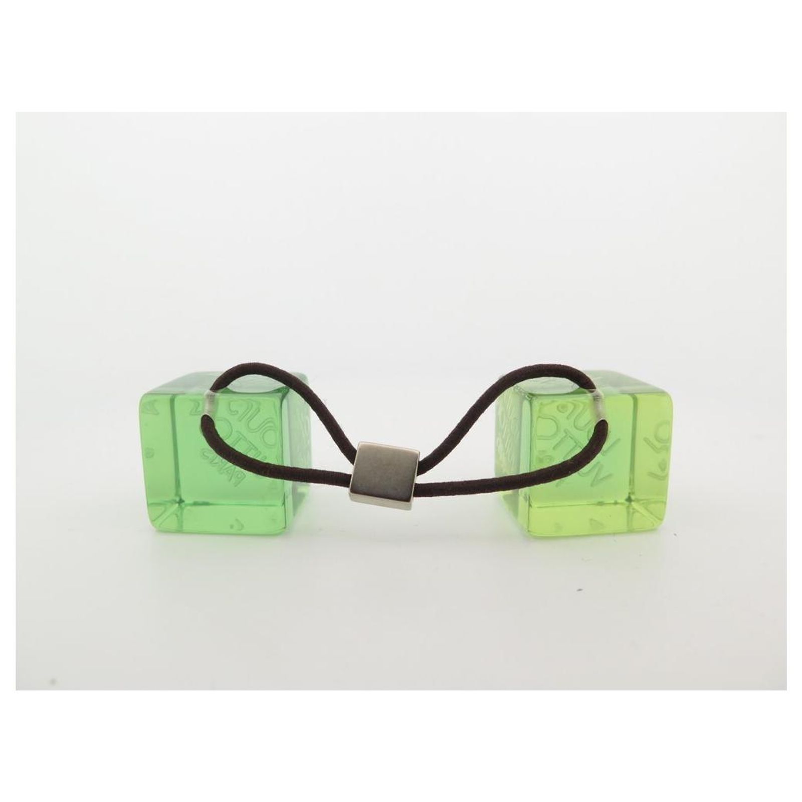 Nine lot of 2 LOUIS VUITTON CUBE HAIR TIES PINK AND GREEN  display picture 3