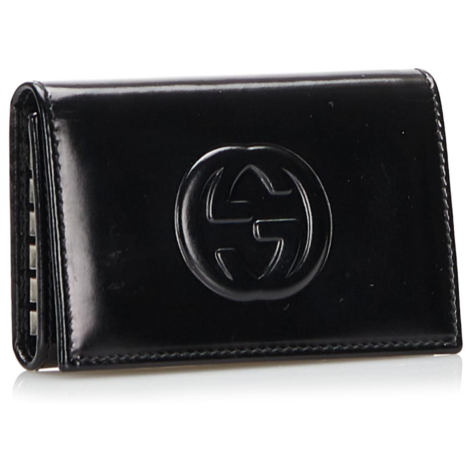 Gucci Black Interlocking G 6 Key Holder Leather Patent leather ref