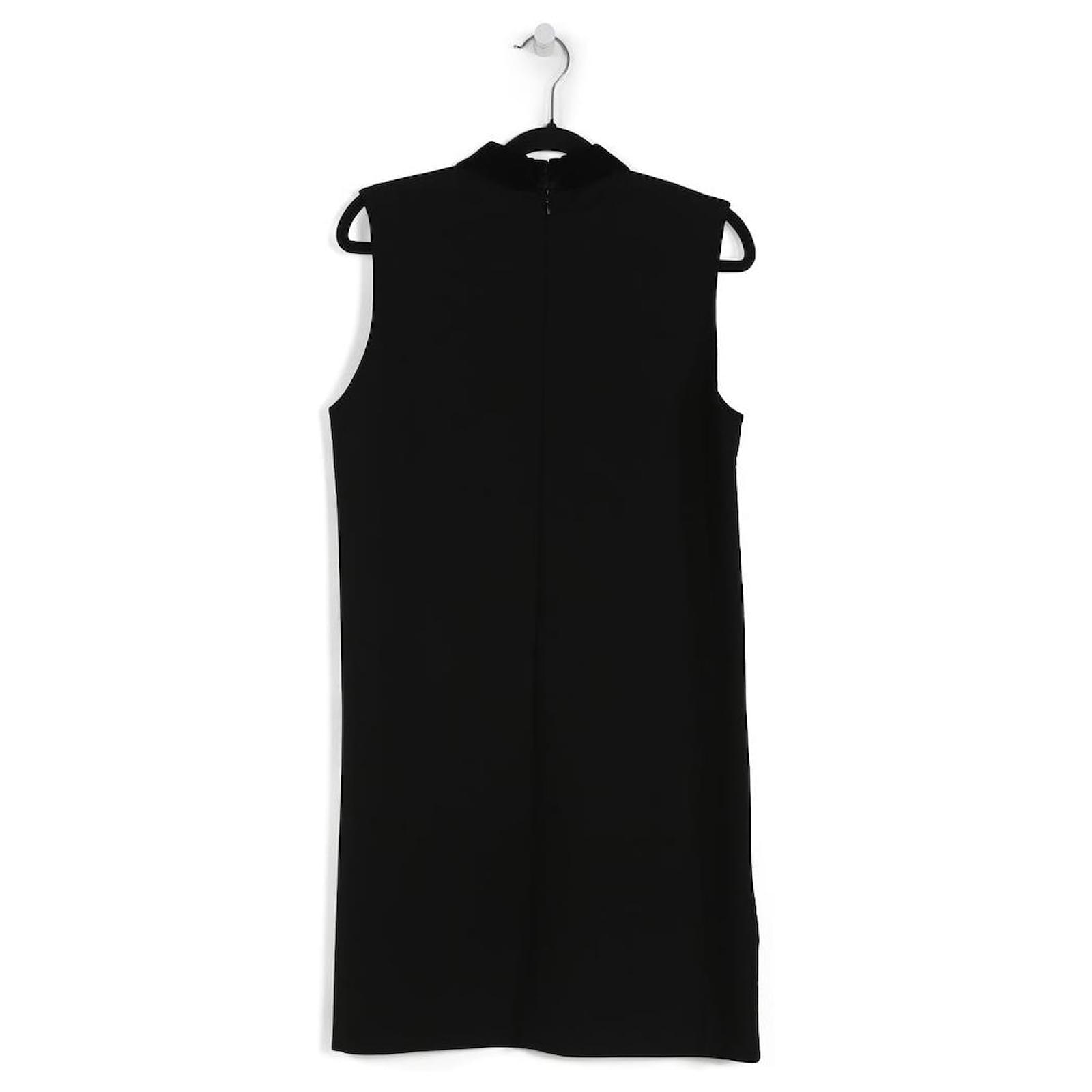 Miu Miu Black Cotton Sleeveless Short Dress With Velvet