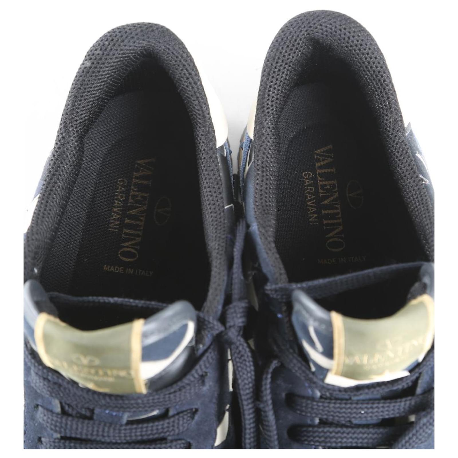 スニーカー 25ss Valentino Garavani Navy Blue Canvas Slip Ons Valentino Garavani open no lace white navy blue womens