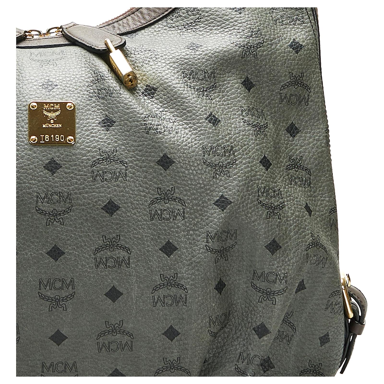 MCM Gray Visetos Shoulder Bag Grey Cloth Cloth ref.793665