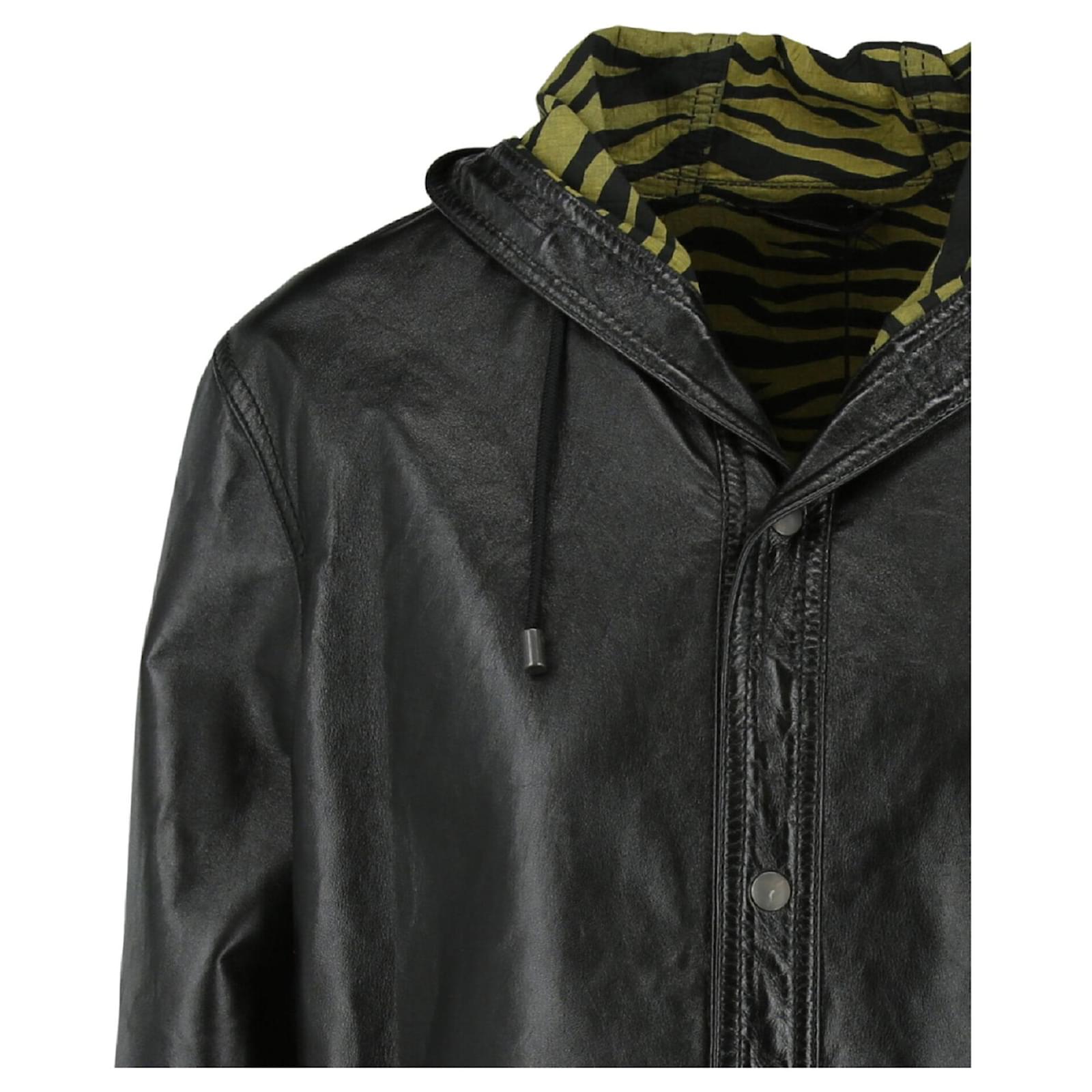Bottega Veneta Zebra Print Lined Leather Jacket Black - Main Image