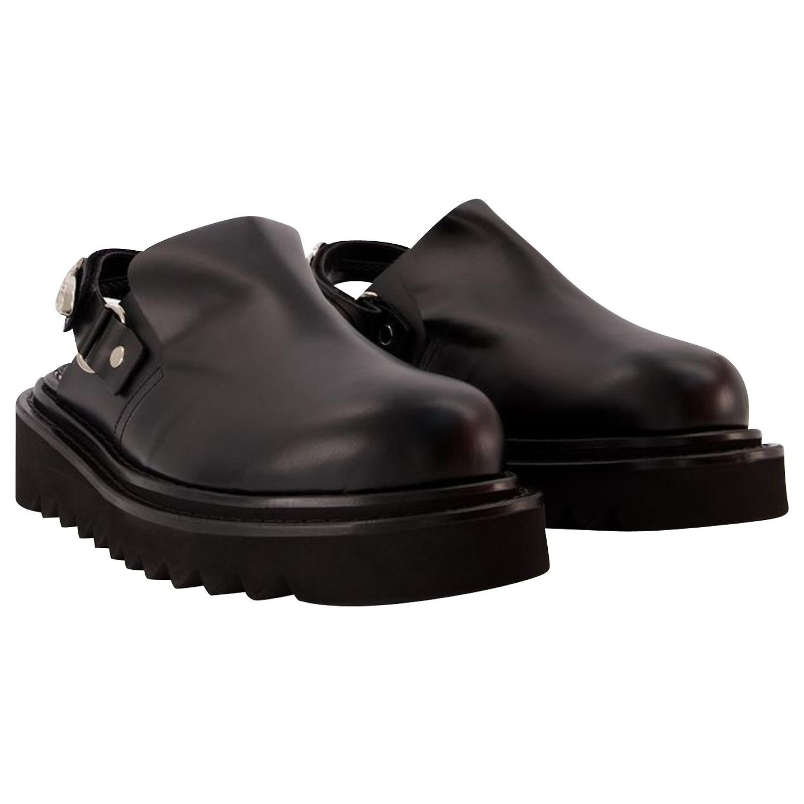 Aj1249 Flat Shoes - Toga Virilis - Black - Leather Black Hard Leather Boat Shoes by Toga Virilis on Sale main image 4