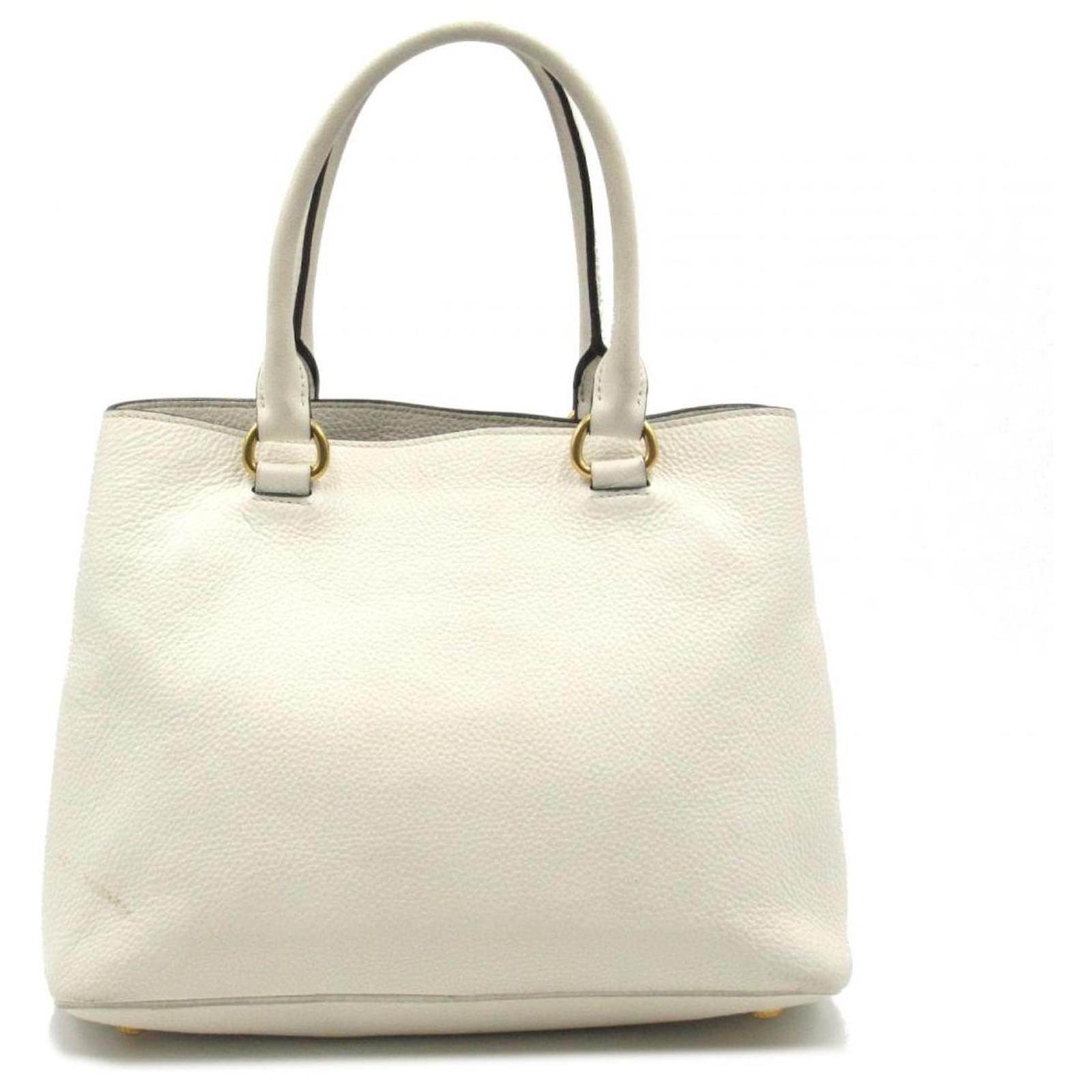 Prada Vitello Phenix Leather Tote Bag White ref.795669 - Joli Closet