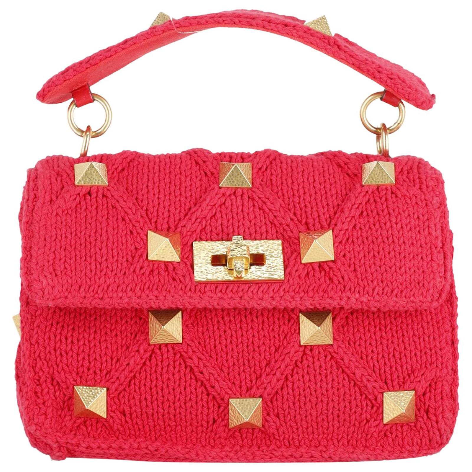 Valentino Garavani Roman Stud Leather Shoulder Bag - Red