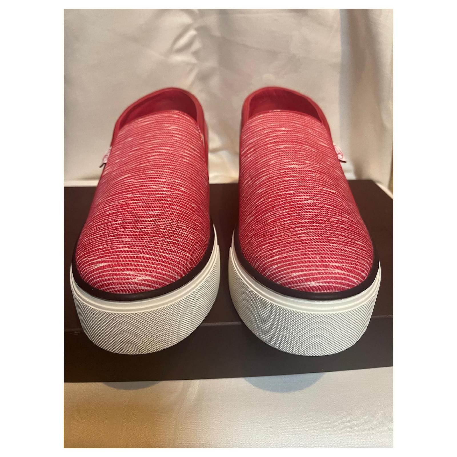 NEW LOUIS VUITTON BASKETS SLIP ON SHOES 36.5 RED PATENT LEATHER