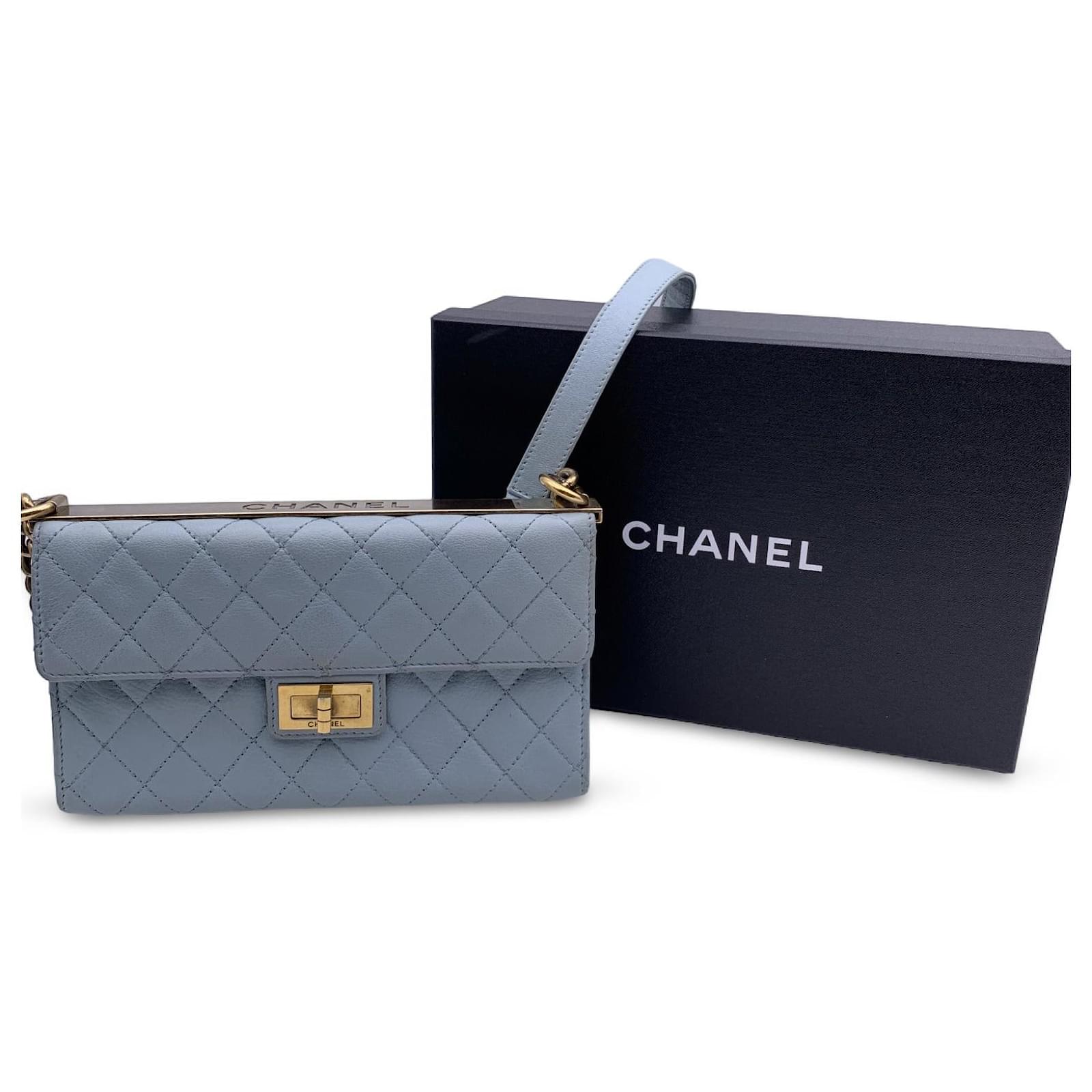 Mademoiselle Chanel Light Blue Quilted Leather Trendy Reissue