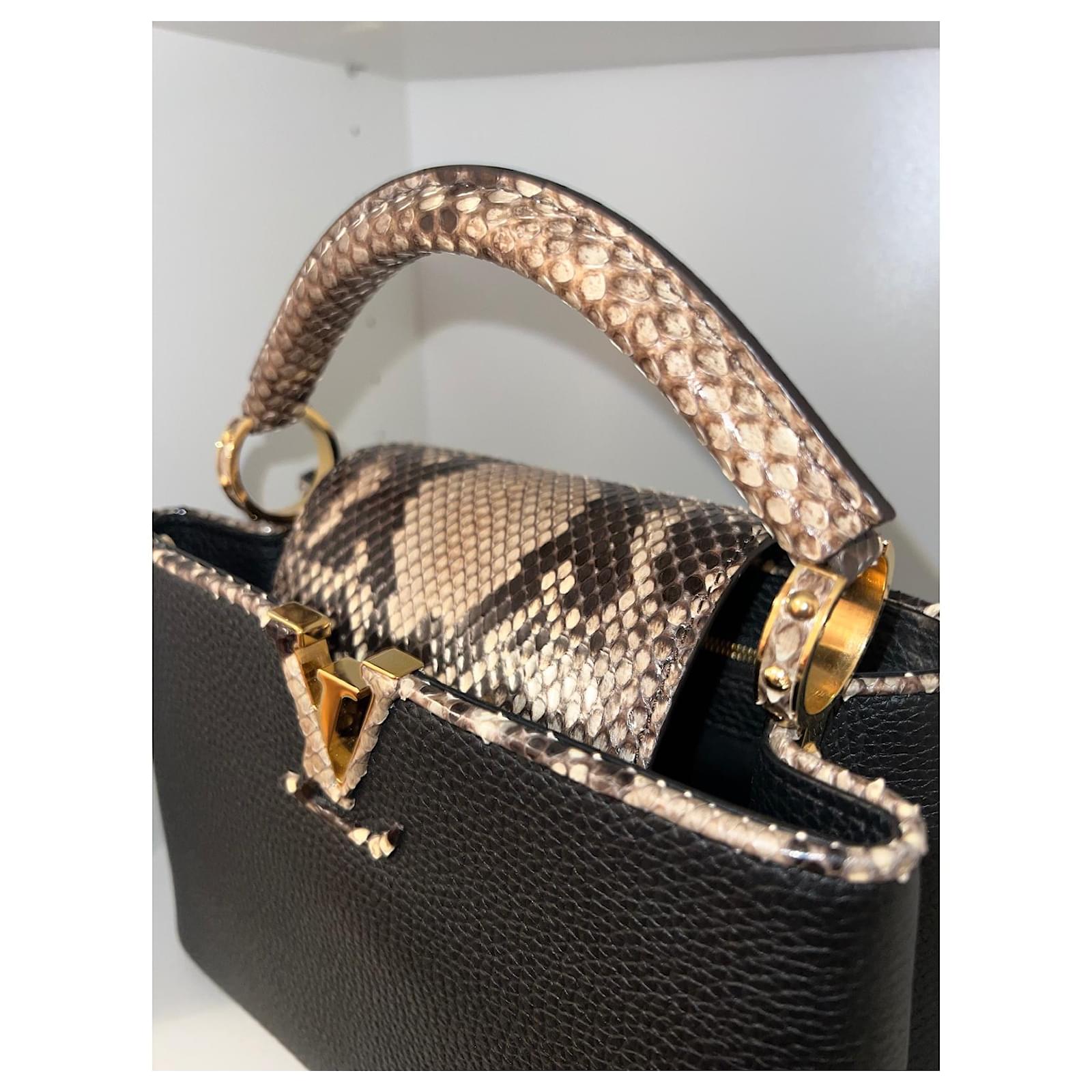 Louis Vuitton Capucines Mini Snow White Python Leather Gold