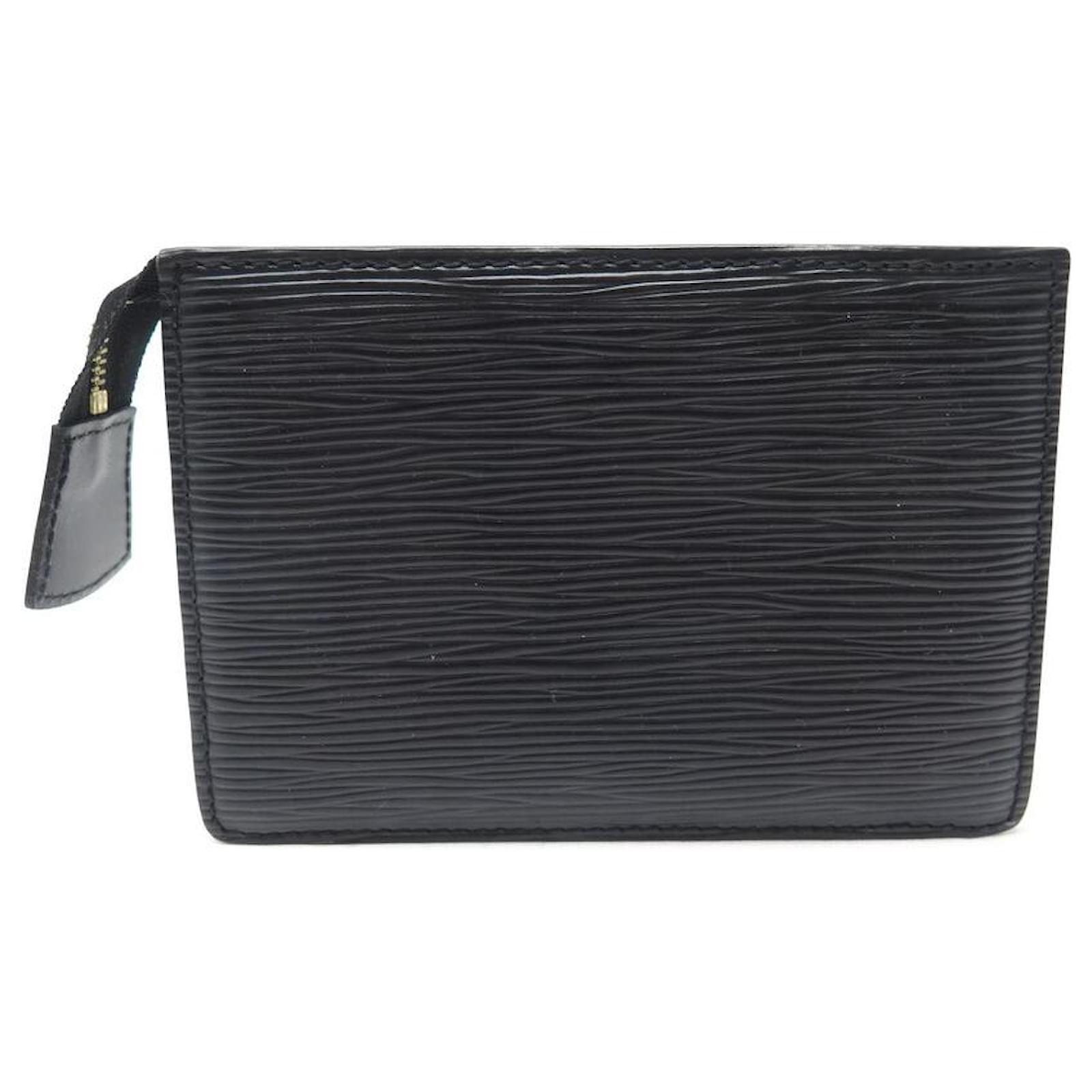 HANDLE POUCH LOUIS VUITTON MINI TRAVEL LEATHER BAG BLACK YELLOW POUCH ref.797233 Joli Closet