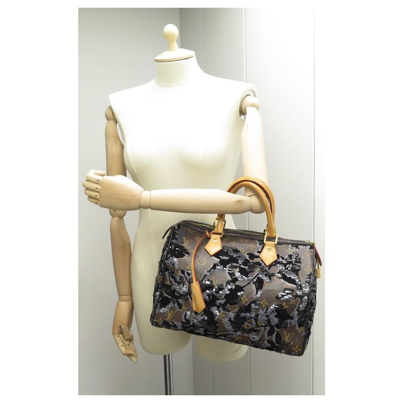 Louis Vuitton Speedy Handbag 30 JET FLOWER MONOGRAM M40436 SEQUIN