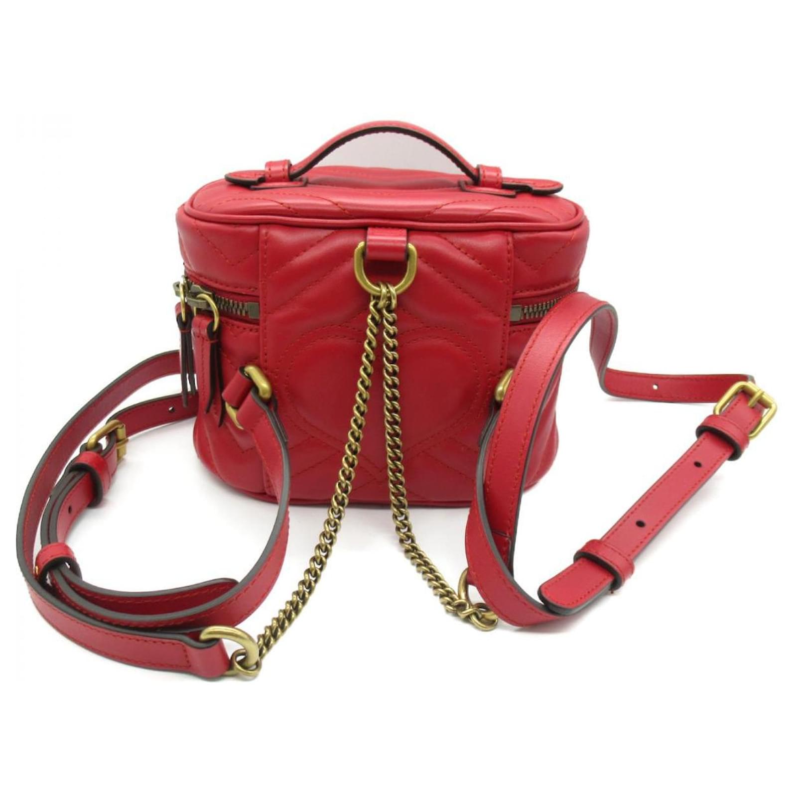 Gucci - Red Leather 'Gg' Marmont Backpack Small