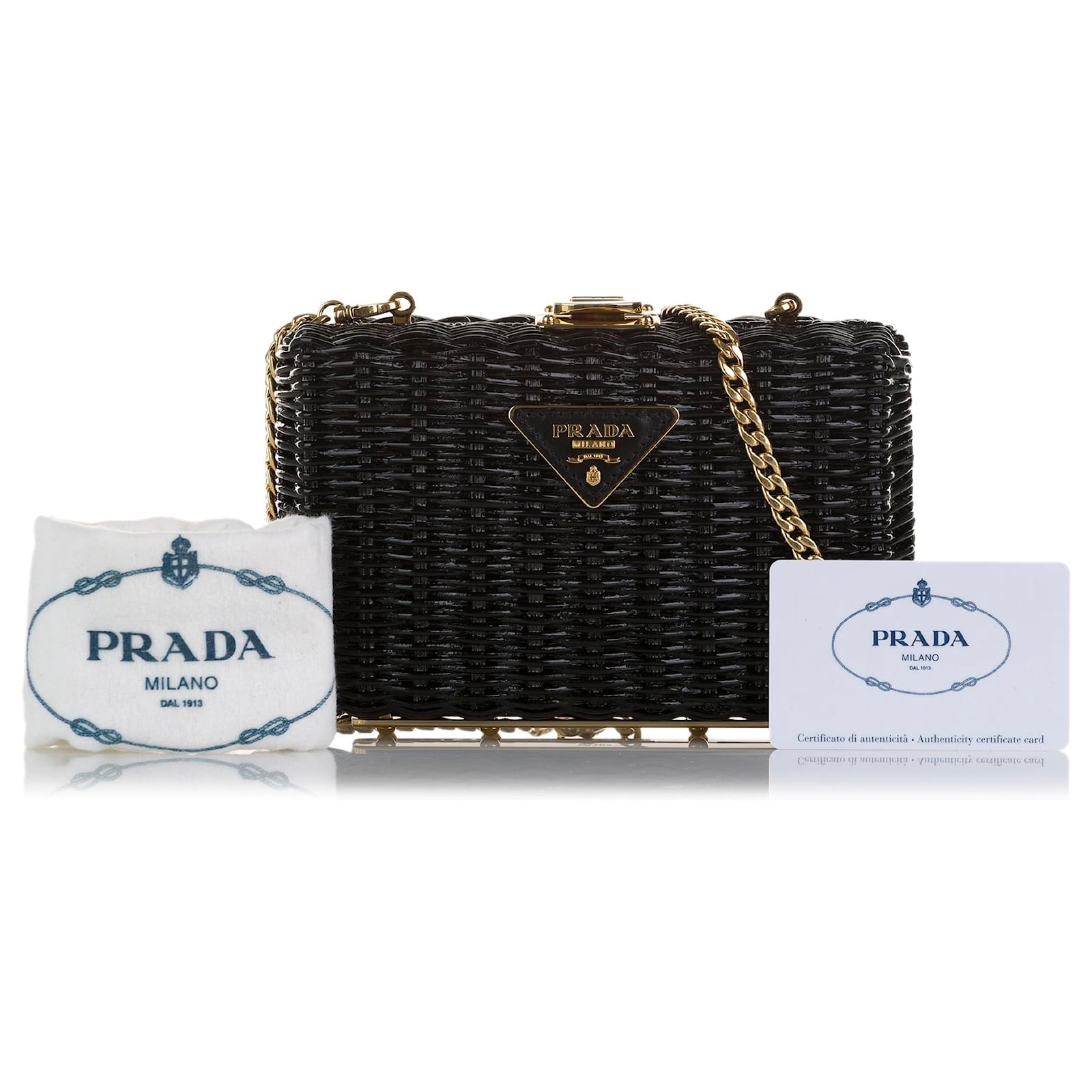 Prada discount wicker clutch