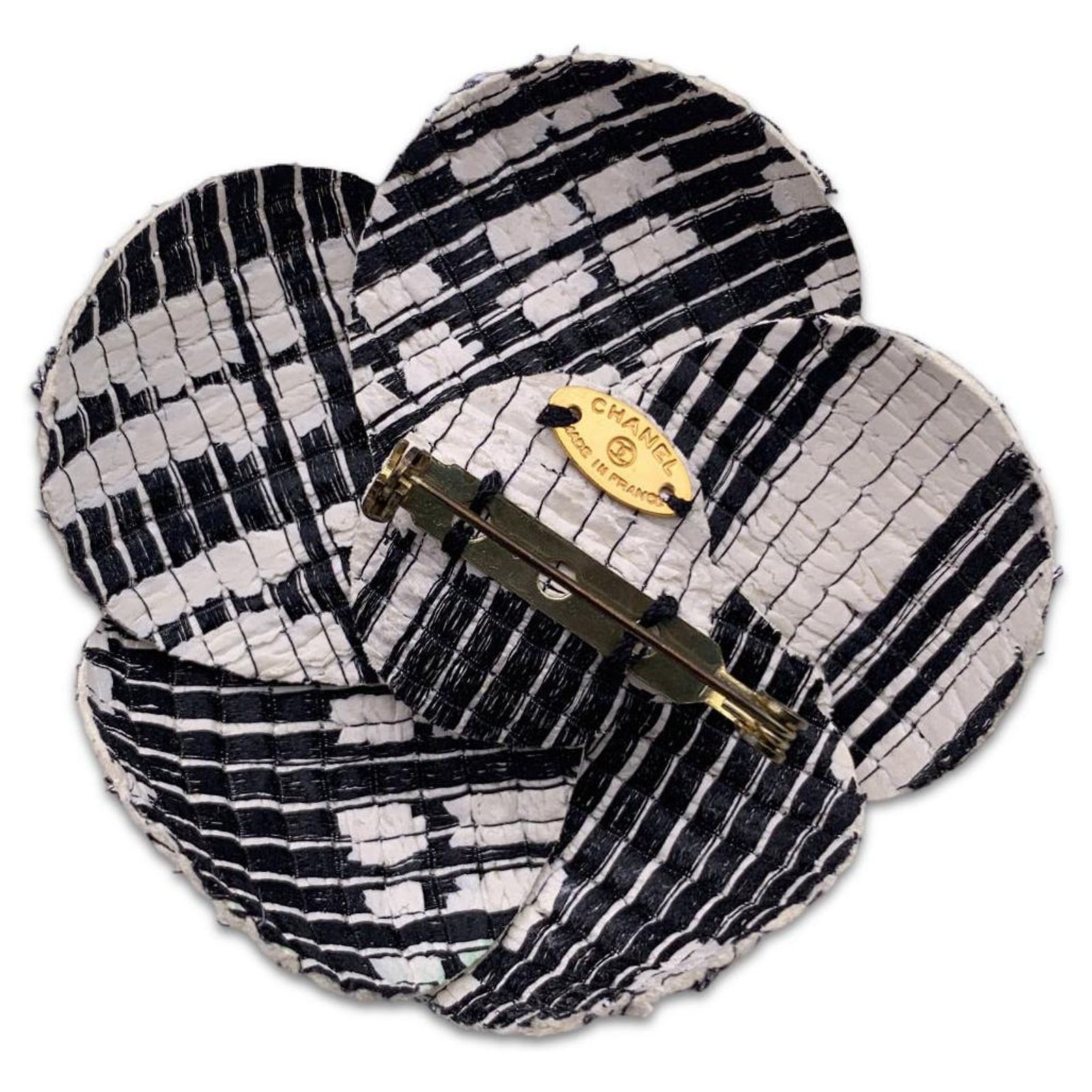 Broche Camélia Noir Et Gris 9 Cm - Comme Neuve, Occasion En Excellent état
