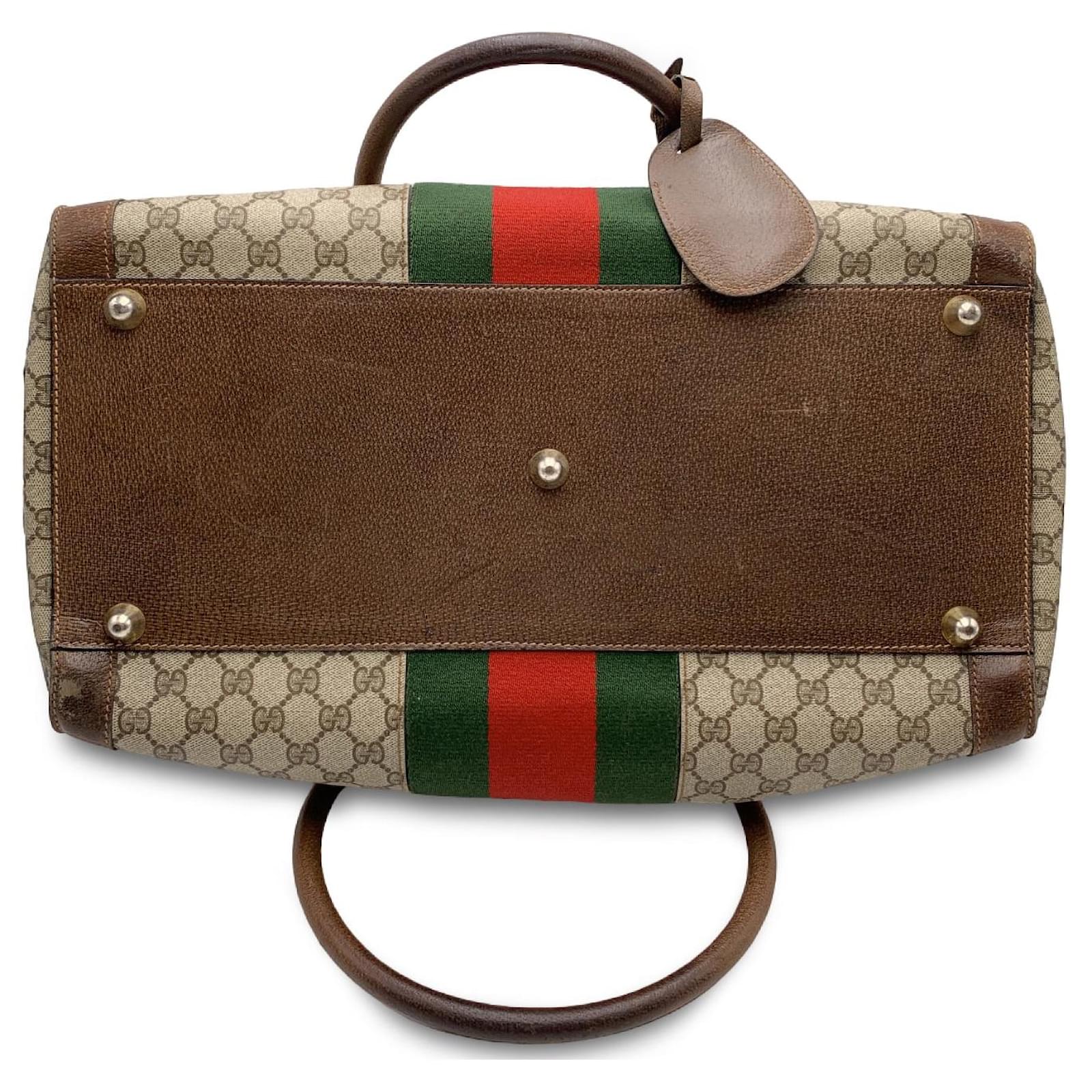 Gucci Vintage GG Monogram Canvas Travel Carry On Bag with Stripes Brown  Cloth ref.799781 - Joli Closet