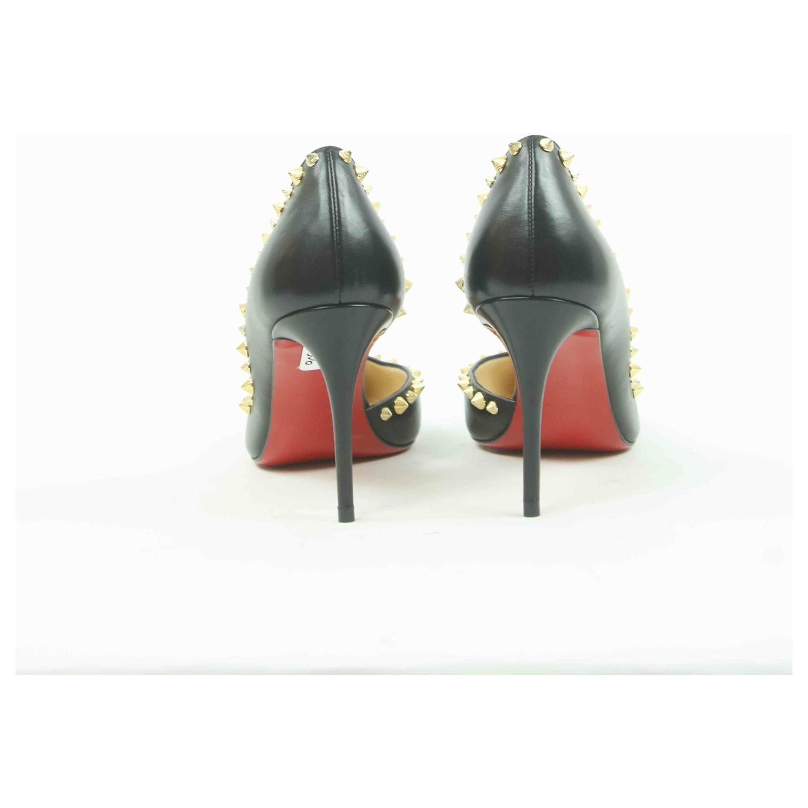 Escarpins Christian Louboutin Noirs En Daim Velours - Talon Aiguille 8.5 Cm - Pointures 36/37 - Occasion Très Bon état