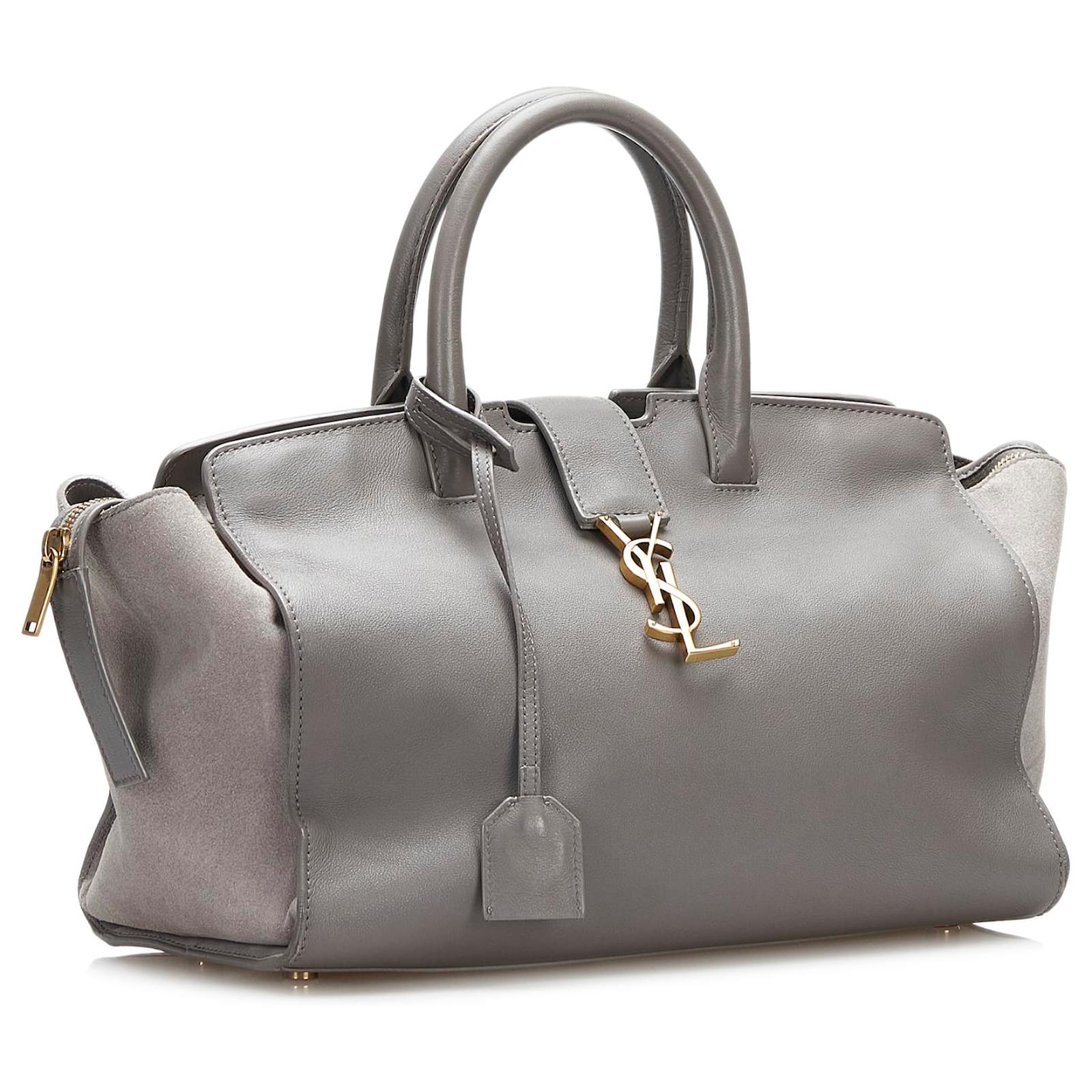 Saint Laurent - Baby Cabas Calfskin Bag with Strap Grey