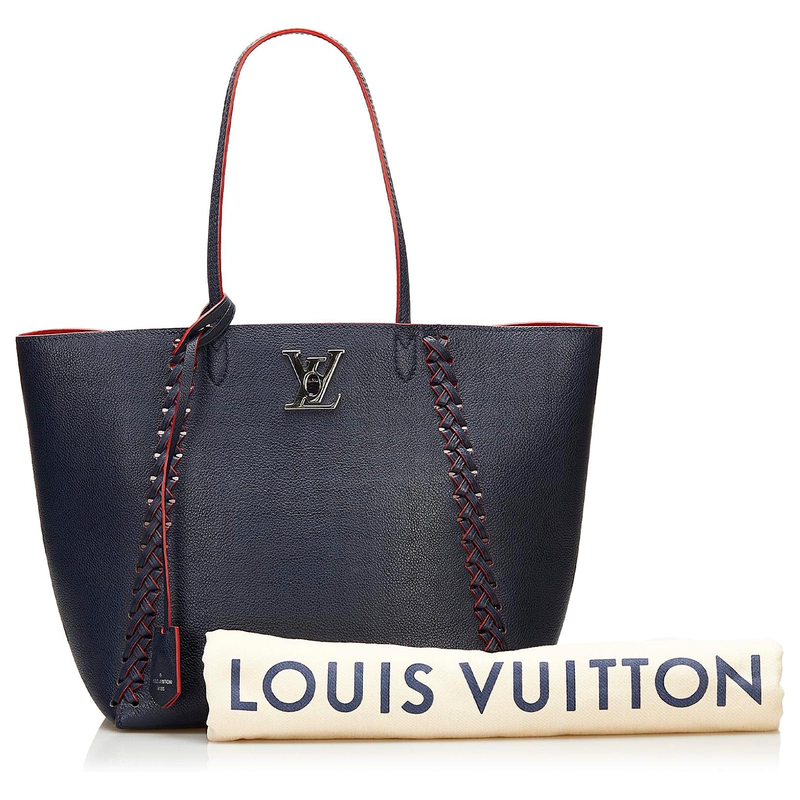 Louis Vuitton Blue Lockme Cabas Navy blue Leather Pony-style calfskin  ref.800962 - Joli Closet