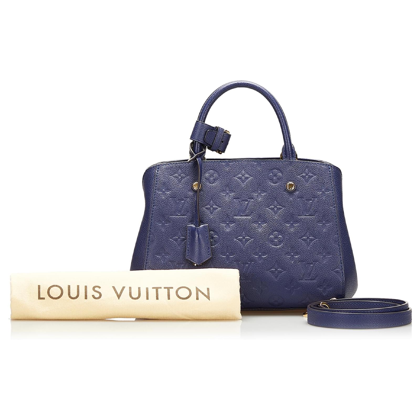 Louis Vuitton Montaigne Handbag Monogram Empreinte Leather BB Blue